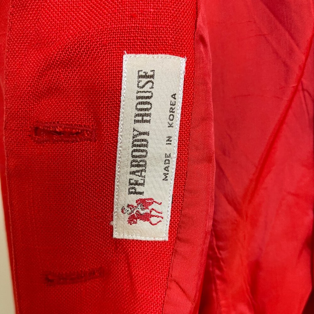 Vintage 1980s Cherry Red Peabody House Short Blazer with Puff Sleeves, Pockets - Picture 6 of 11